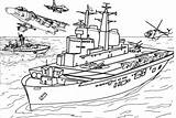 Coloring Army Pages Battleship Military Print sketch template