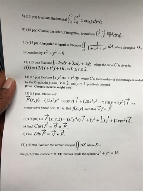 Solved Evaluate The Integral Integral 2 0 Integral X 2 0 X