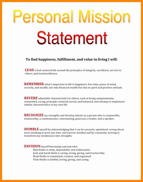 personal vision statement sample dannybarrantes template