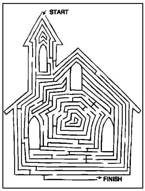 find     church maze  printable coloring