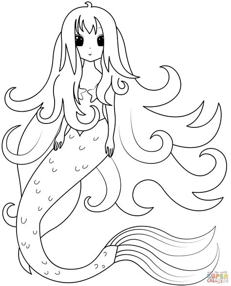 anime mermaid coloring page  printable coloring pages