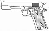 M1911 1911 Drawing Drawings Gun Pencil Template Handgun Coloring 45 Sketch X3cb Pages 9mm Blueprints sketch template