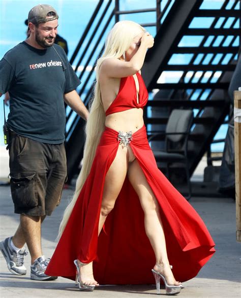 lady gaga flashes nude pants and side boob as she films