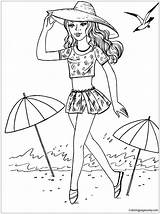 Barbie Pages Beach Coloring Printable Color sketch template