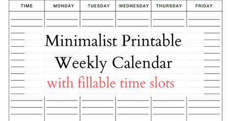 printable calendar  time slots instant