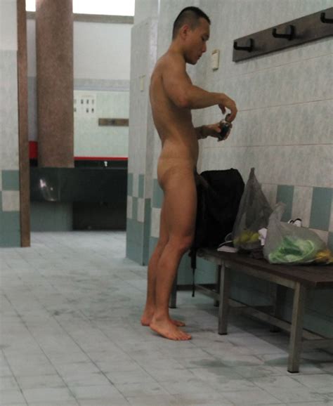thai muscle swimmer getting boner in locker room my own private locker room