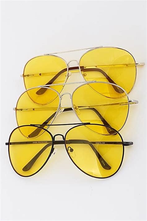 Yellow Tinted Aviator Sunglasses Sotrendyish Style