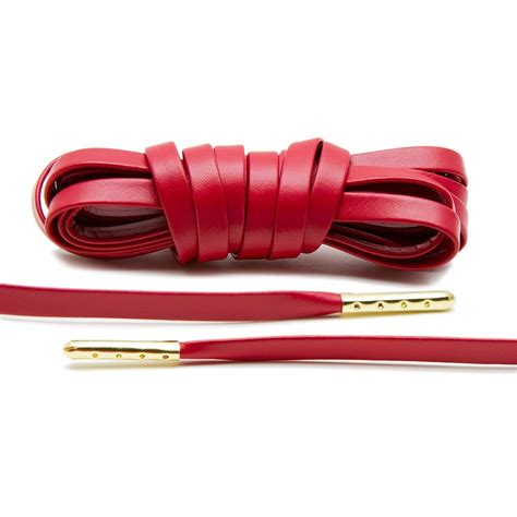 red luxury leather laces gold plated premium leather laces