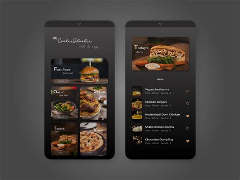 cookershooker mobile web design food website menu design