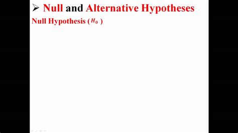 null  alternative hypotheses youtube
