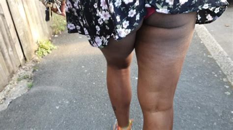 up skirt ebony booty public street walk voyeur candid
