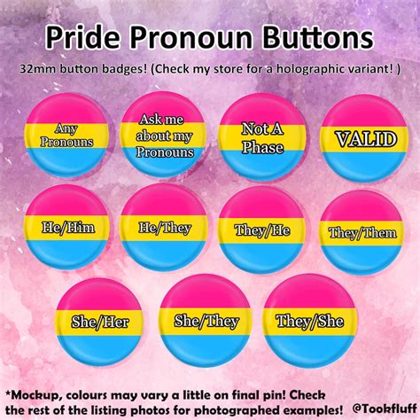 pride flag and pronouns 32mm butttons lgbt lesbian gay etsy