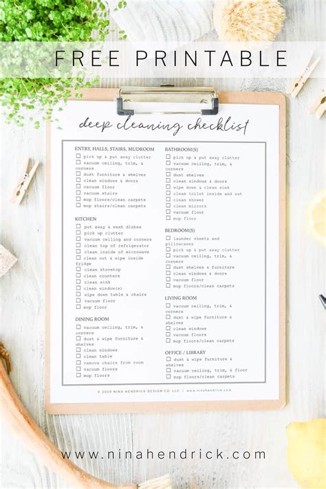 cleaning checklist    house  printable template