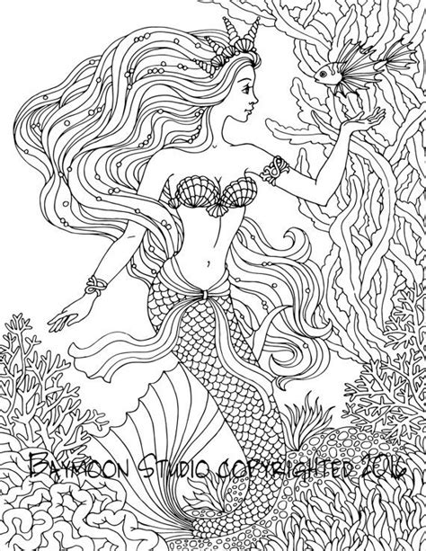 mermaid coloring pages adult  getdrawings