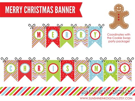 printable merry christmas banner christmas decoration