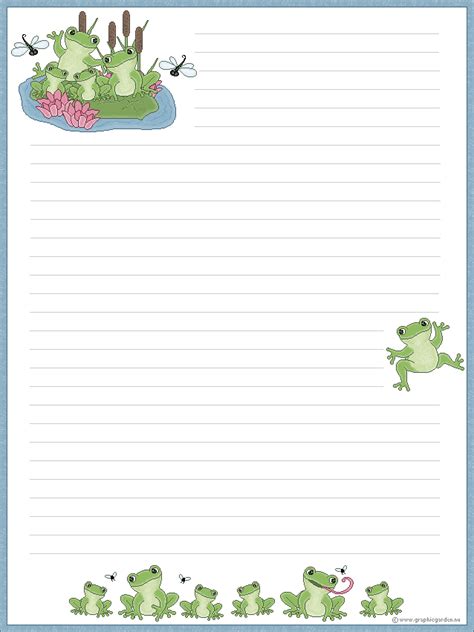 adorable frogs stationary  printable stationery writing paper