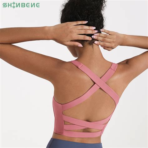 shinbene cross anti sweat athletic training yoga sport bras crop top