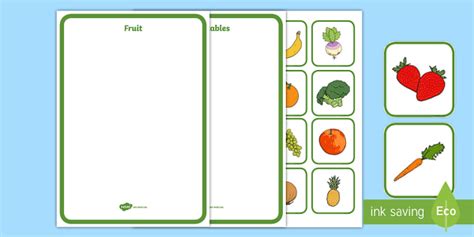 healthy eating vegetables  fruits sorting activity
