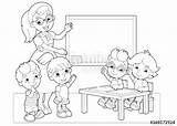 Classroom Teacher Coloring Children Cartoon Scene Hands Kids Pages Holding Drawing Vector Color Printable Getdrawings Getcolorings Print Friends sketch template