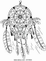 Coloring Dream Catcher Dreamcatcher Pages Feathers Printable Vector Beads Drawing Simple Color sketch template