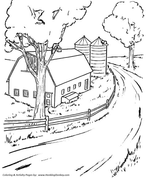 farm life scene coloring pages printable farm barn  silo coloring
