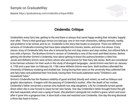 cinderella critique analysis  essay   words graduateway