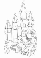 Castle Coloring Outline Clipart Pages sketch template