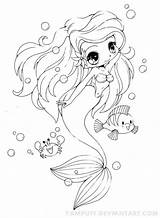 Mermaid Coloring Pages Cute Princess Eyes Large sketch template