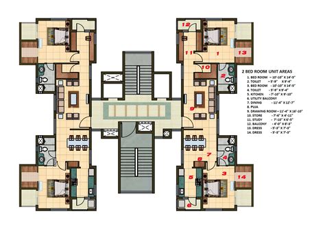 bhk apartment cluster tower layout residential building design apartment floor plans floor