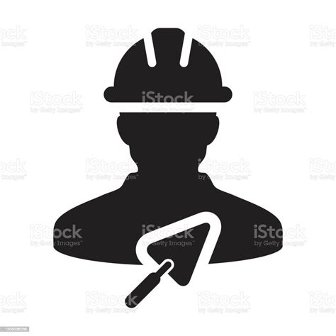 Worker Icon With Trowel Vector Male Construction Builder Contractor