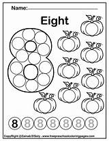 Dot Coloring Number Activity Eight Preschool Pages Do Pumpkins Fall Marker Activities Kids Sheets Printables Numbers Childrens Math Toddler sketch template