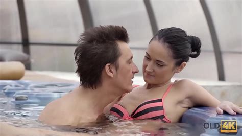 Old4kand Old Guy Tenderly Fucks Sexy Brunette After Relax In The Jacuzzi