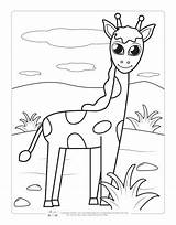 Coloring Animals Jungle Pages Kids Safari Giraffe Itsybitsyfun sketch template