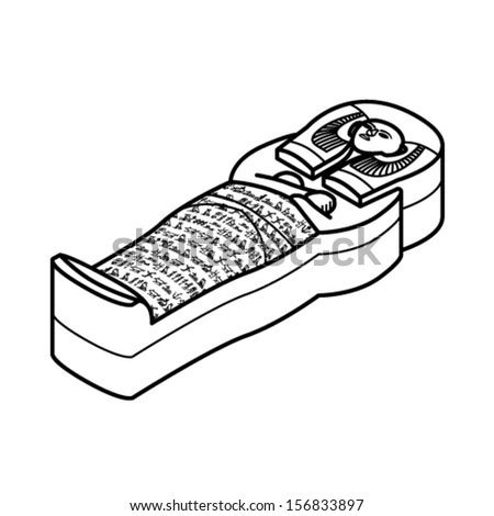 egyptian sarcophagus lineart style great colouringin stock vector
