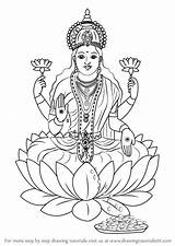 Lakshmi Hinduism Saraswati Pencil Hindu Devi Ganesha Laxmi Ganesh Drawingtutorials101 Dewi Gods Hindus Yunani Dewa Mitologi sketch template