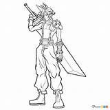 Final Fantasy Cloud Draw Strife Lesson05 Tutorials Step Webmaster автором обновлено July Drawdoo sketch template