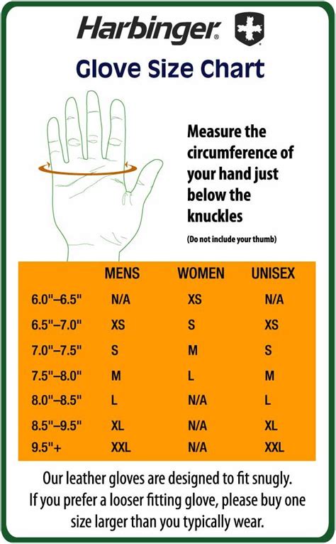 Hand Size Chart For Gloves
