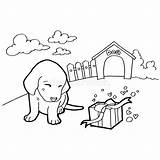 Coloring Dog Book Cartoon Funny Illustration Puppy Cute Kids Goes sketch template