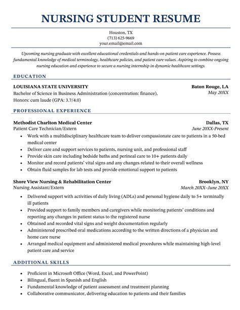 nursing student resume  writing tips