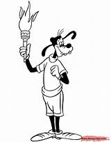 Goofy Coloring Pages Olympic Disneyclips Torch Holding sketch template