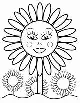 Sunflower Coloring Pages Printable Kids Flower Color Sun Print Sheets sketch template