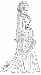 Rapunzel Selinmarsou Lineart Tangled 출처 Coloriage Victorian sketch template