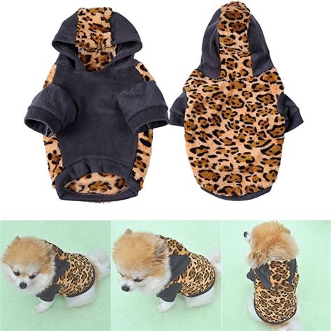 warme fleece hoodie met luipaard print xs  xl hondentrui vest exclusive dog fashion
