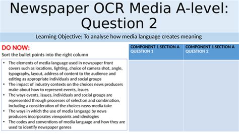 newspaper ocr media studies  teaching resources