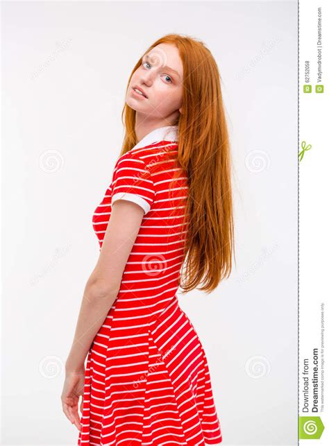 Sensual Natural Thoughtful Girl With Long Red Hair Stock