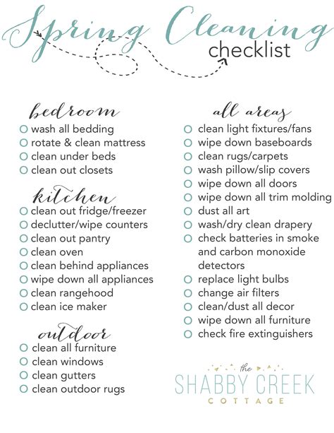 Spring Cleaning Checklist Free Printable