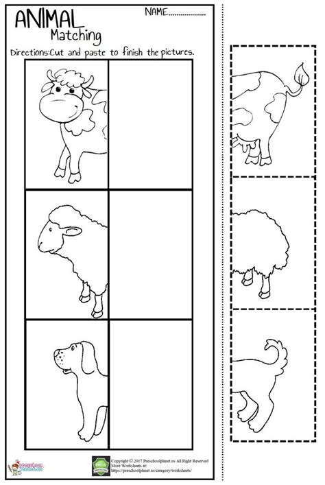 animal matching worksheet atividades de aprendizagem pre escolar