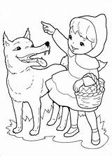 Hood Riding Red Wolf Little Coloring Pages Printable sketch template