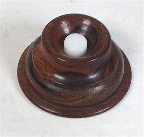 antique wooden button momentary doorbell unique  vintage