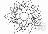 Flower Bouquet Coloring Mothers Mother Flowers sketch template